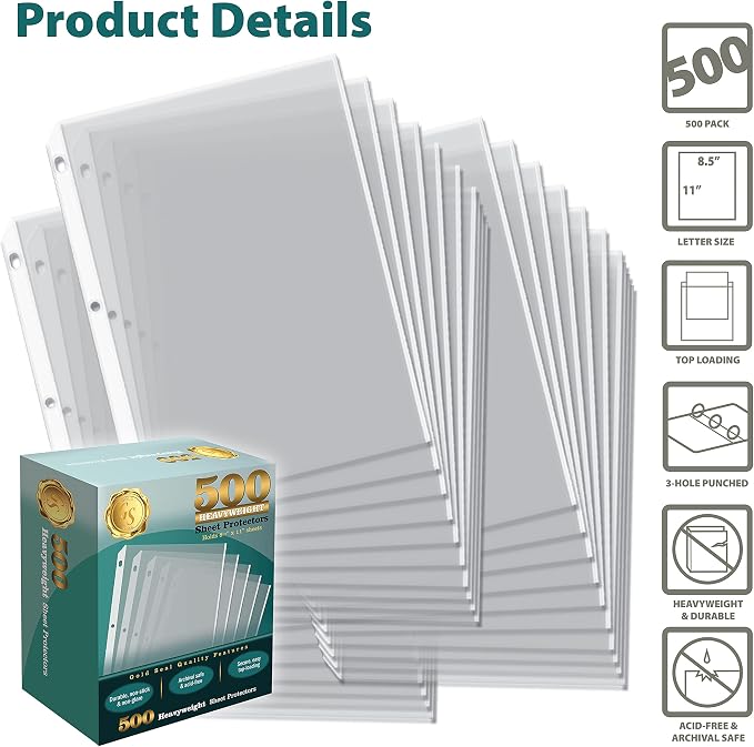 GOLD SEAL 500/Box Clear Heavyweight Poly Sheet Protectors, 8.5" x 11" - Image 3