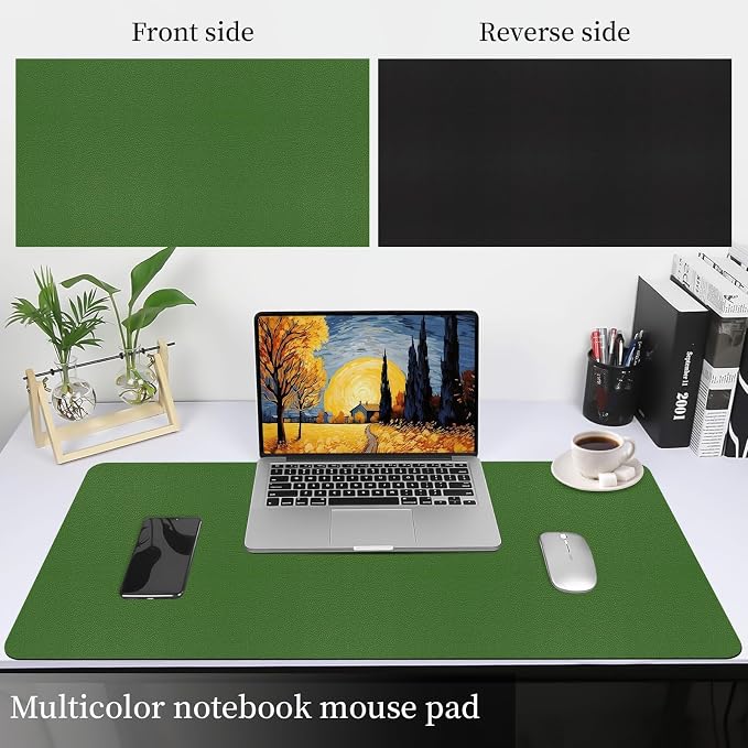 Green Leather Desk Mat, Dual-Side Use Desk Matt - Image 3