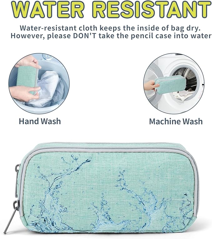 Della Gao Big Capacity Pencil Case, Durable Nylon Pencil Bag Aesthetic Pencil Pouch Travel Simple Stationery Bag Office Organizer Pen Bag for Women and Men - Green-DeskLoop Office