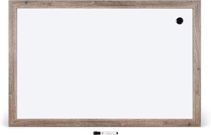 U Brands Decor Magnetic Dry Erase Board White Board, Rustic Wood Frame by UBrands