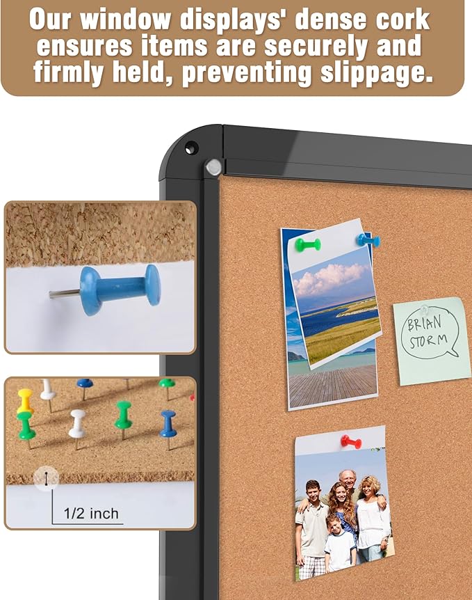 28"x26" Enclosed Bulletin Board, Lockable Weather-Resistant Aluminum Cork Noticeboard for School & Office, Black Frame w/Cork-DeskLoop Office