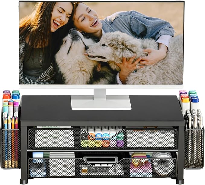 OPNICE Desk Organizer and Accessories, 2-Tier Computer Monitor Stand Riser by OPNICE