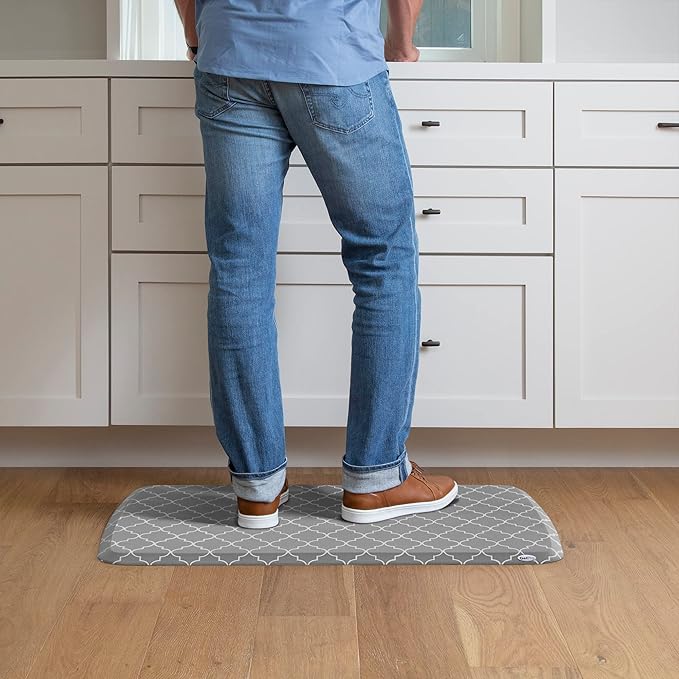 GelPro Elite Premier Anti-Fatigue Kitchen Comfort Floor Mat, 20x36", Trellis Classic Grey-DeskLoop Office