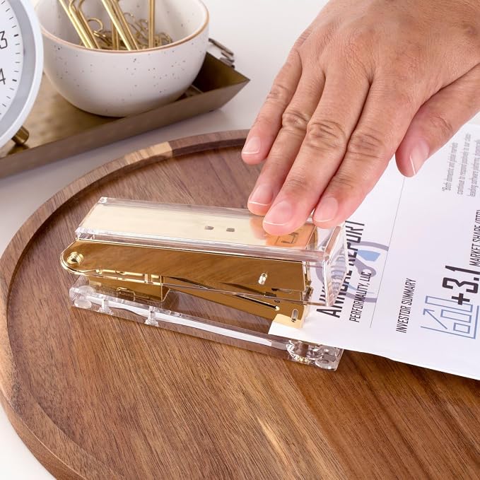 Swingline Compact Clear Acrylic Gold Stapler, 20 Sheet Capacity, Half Strip - Image 6