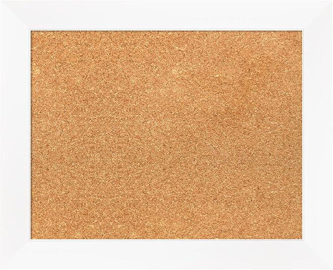 Amanti Art Natural Cork Board for Wall, 17x21 Vision Board with White Frame, Small Corkboard Office Decor for Home Organization, Modern Corkboard Pinboard to Display Items for Home Organization in-DeskLoop Office