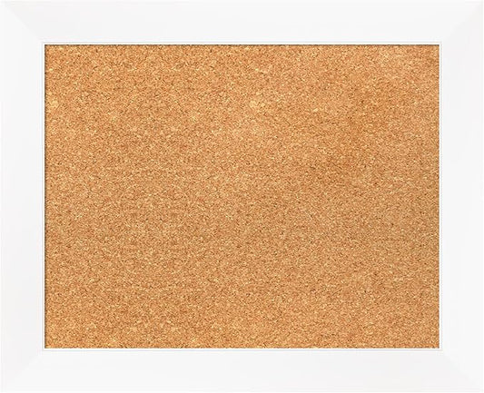 Amanti Art Natural Cork Board for Wall, 17x21 Vision Board with White Frame, Small Corkboard Office Decor for Home Organization, Modern Corkboard Pinboard to Display Items for Home Organization in-DeskLoop Office