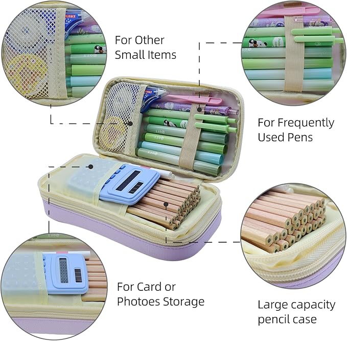 Large Capacity Pencil Case - Durable Zipper Aesthetic Pen Pouch, Big Storage Organizer for School, Office & Travel - Waterproof & Multi-Use (Purple)-DeskLoop Office