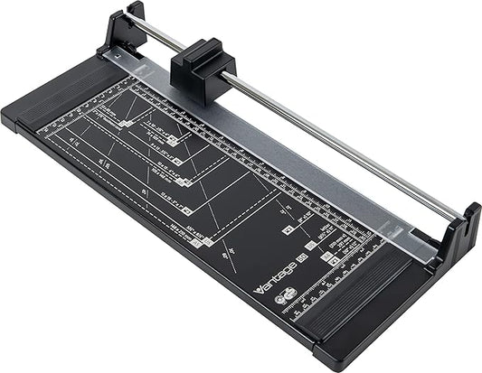 Dahle Vantage 50 Rotary Trimmer, 12" Cut Length, 5 Sheet Capacity, Self-Sharpening, Automatic Clamp, German Engineered Paper Cutter-DeskLoop Office