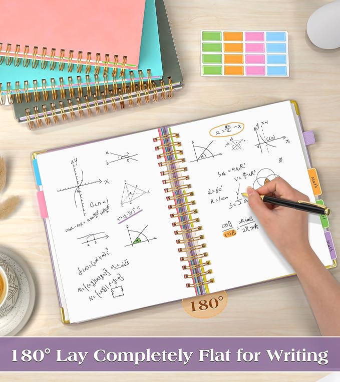 5 Subject Blank Notebook with Removable Dividers Tabs, 300 Pages Hardcover - Image 6