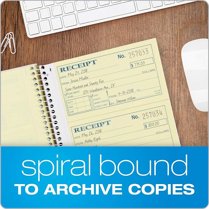 Adams Money and Rent Receipt Book, 2-Part Carbonless, 5-1/4" x 11", Spiral Bound - Image 4
