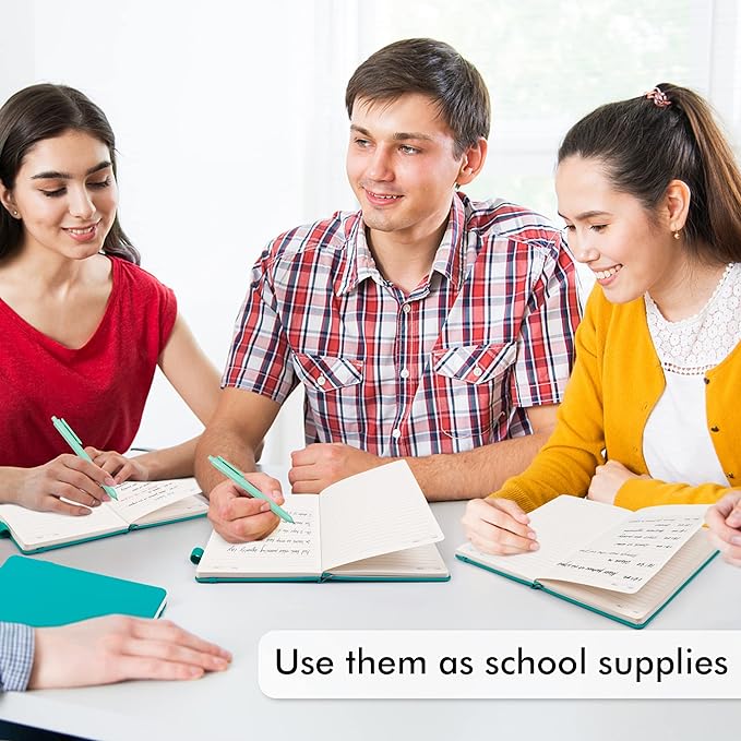 24 Pack Journal Notebook for Work, Feela Business Notebook Bulk Hardcover Lined Writing Journal with Pen Holder for Men Women Note Taking, with 24 Black Pens, 120 GSM, 5.1”x8.3”, A5, Emerald-DeskLoop Office