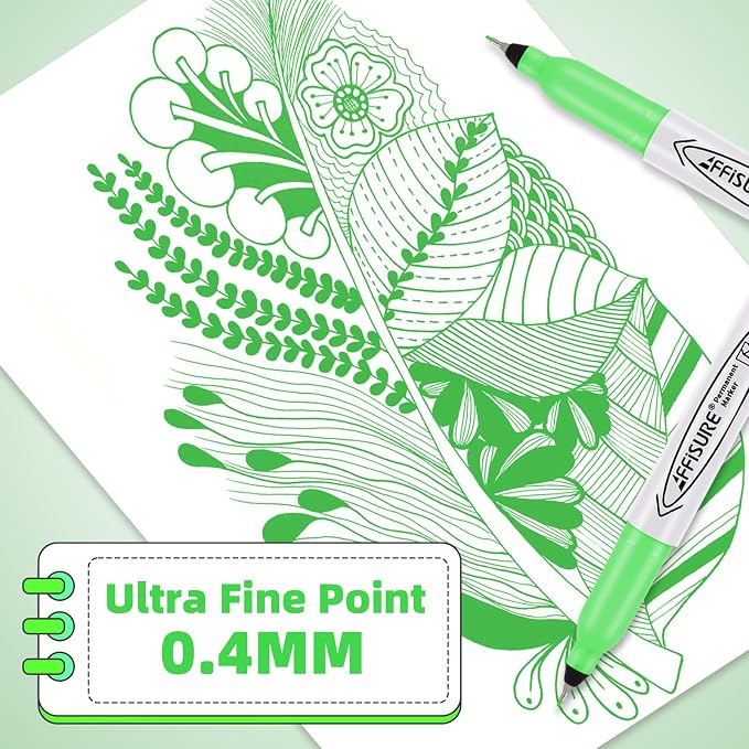 Green Ultra Fine Point Permanent Markers, 20 Pack, 0.4 mm, Precision Extra Fine - Image 3