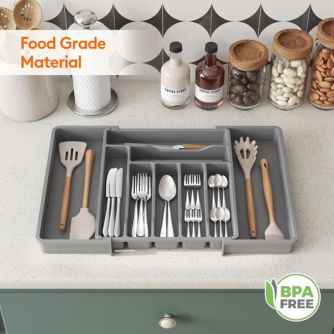 Lifewit Utensil Organizer for Kitchen Drawer, Expandable Cooking Silverware Tray - Image 9
