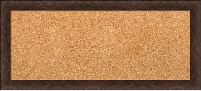 Amanti Art Natural Cork Board for Wall, 15x33 Vision Board with Brown Wood Frame, Medium Corkboard Office Decor for Home Organization, Casual Corkboard Pinboard to display items for home organization-DeskLoop Office