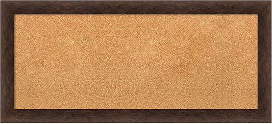 Amanti Art Natural Cork Board for Wall, 15x33 Vision Board with Brown Wood Frame, Medium Corkboard Office Decor for Home Organization, Casual Corkboard Pinboard to display items for home organization-DeskLoop Office