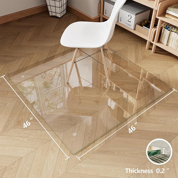 Koonmi Glass Chair Mat for Carpet, Tempered Glass 46"x46" Office Chair Mat - Image 8
