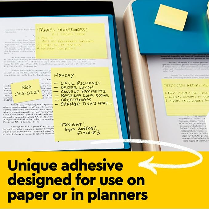 Post-it Notes, 4 x 6 in, The Iconic Canary Yellow Note, 5 Lined Pads | School - Image 5