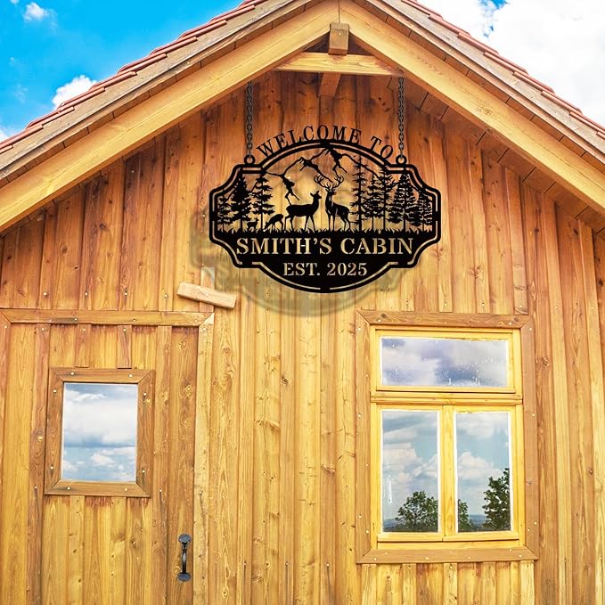 Personalized Deer Hunting Metal Cabin Sign, Custom Outdoor Hunting Decor - Image 4