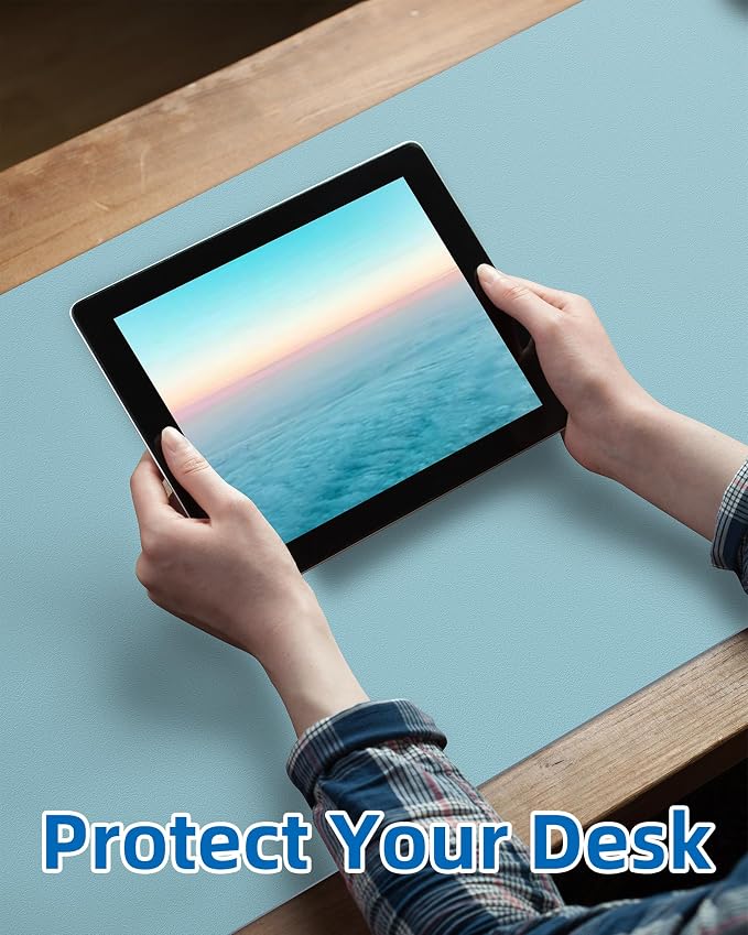 Leather Desk Pad Protector, Mouse Pad, Office Desk Mat, Non-Slip PU Leather - Image 4