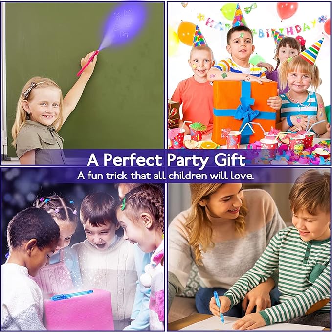7PCS Invisible Ink Pens with UV Light Party Favors for Boys and Girls, Detective Magic Pen Disappearing Ink for Kids 8-12, Stocking Stuffers, Classroom Prizes-DeskLoop Office