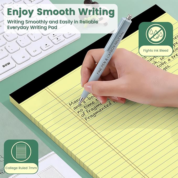 Yellow Legal Pads, 8.5 x 11 Note Pads, 2 Pack College Ruled Notepads 8.5 x 11 - Image 5