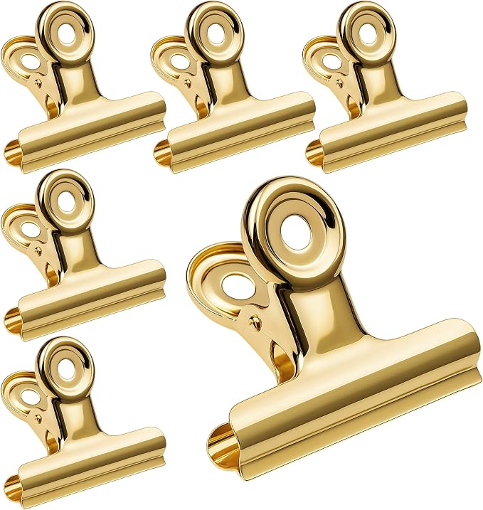 6PCS Bulldog Clip Gold Clips for Paper – Metal Binder Chip Retro Air Tight T by Unknown
