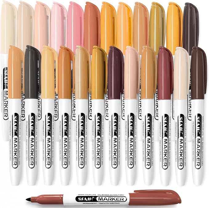 SFAIH 24 Skin Tone Permanent Markers by SFAIH