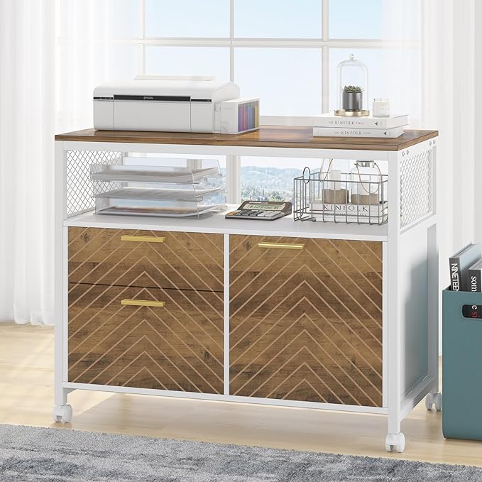 Tribesigns Office Desk with Drawers Sets, 63 inches L Shaped Computer Desk with Mobile File Cabinet,Big Executive Desk for Home Office Furniture Sets (Light Walnut, 63-inch)-DeskLoop Office