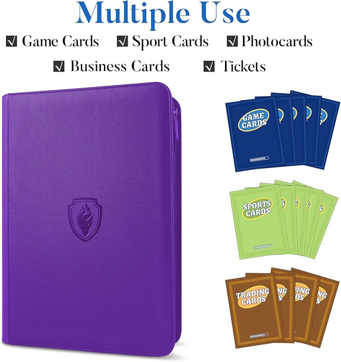 Premium Zip Card Binder, Fabmaker 9 Pocket Trading Card Binder, PU Cover Zipper - Image 3