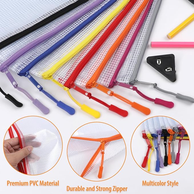 YOPCDJ 20PCS Mesh Zipper Pouch Bags, A4 13x9 Inches Waterproof Mesh Bags - Image 3