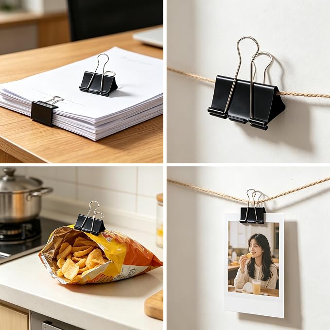 Black Medium Binder Clips - Image 6