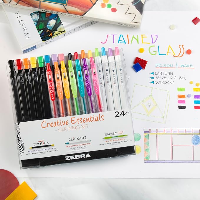Zebra Pen Creative Essentials Clicking Set 24-Pack, Includes 8 CLiCKART Markers - Image 3