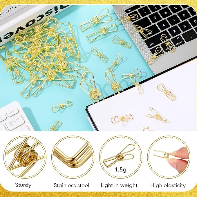 100 Pcs Paper Clips Metal Wire Hollow Out Clothespins Multi Purpose Utility - Image 4