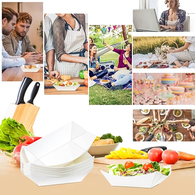 150 Pack 1Lb Paper Food Boat Trays Disposable Paper Boat Plates Containers - Image 5