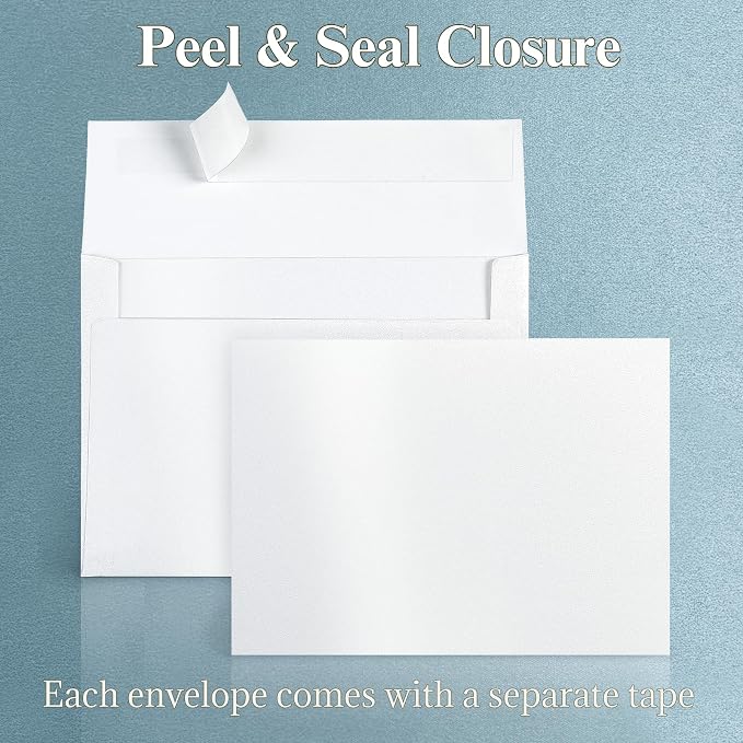 White Shimmer Blank Note Cards and Envelopes, Goefun Pearl 5x7 Flat Cardstock - Image 4