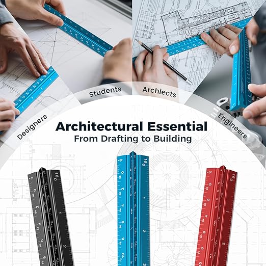 Rena Chris Architectural Scale Ruler: 12" Imperial Aluminum Alloy Metal - Image 4