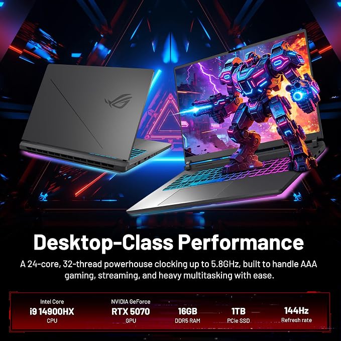 ASUS ROG Strix G18 18" 144Hz WUXGA Gaming Laptop, Intel i9-14900HX, 16GB RAM - Image 3