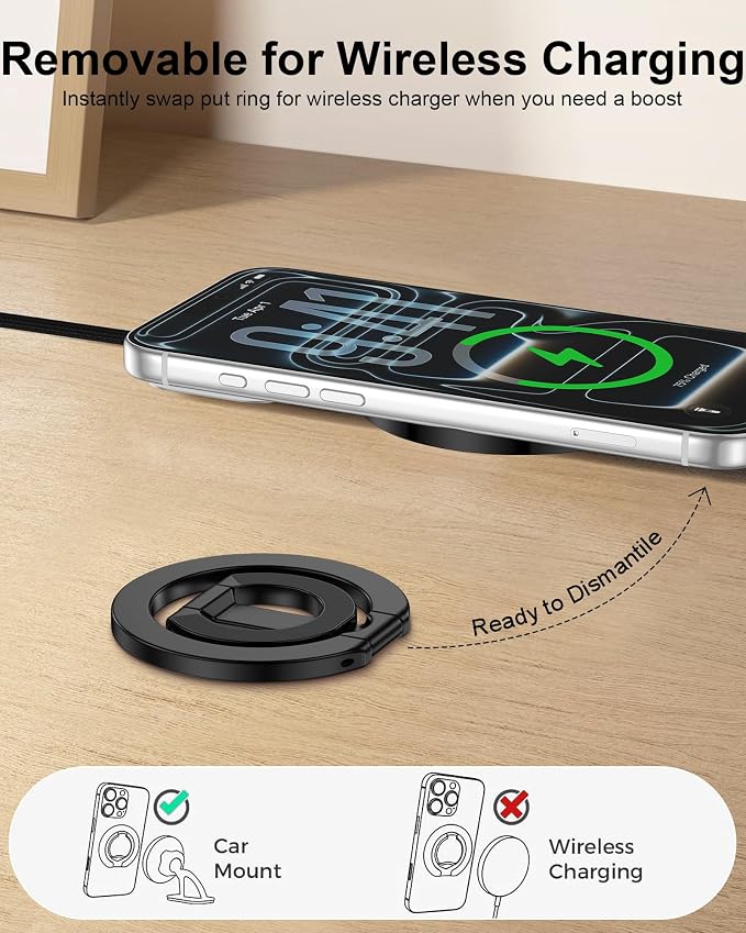 MagSafe Phone Grip Holder Dual-Sided Magnetic Finger Ring Adjustable Kickstand - Image 4