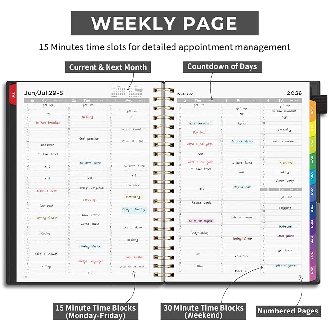 EMSHOI 2026-2027 Appointment Book, 15-Minute Hourly Academic Planner, Large Size - Image 3