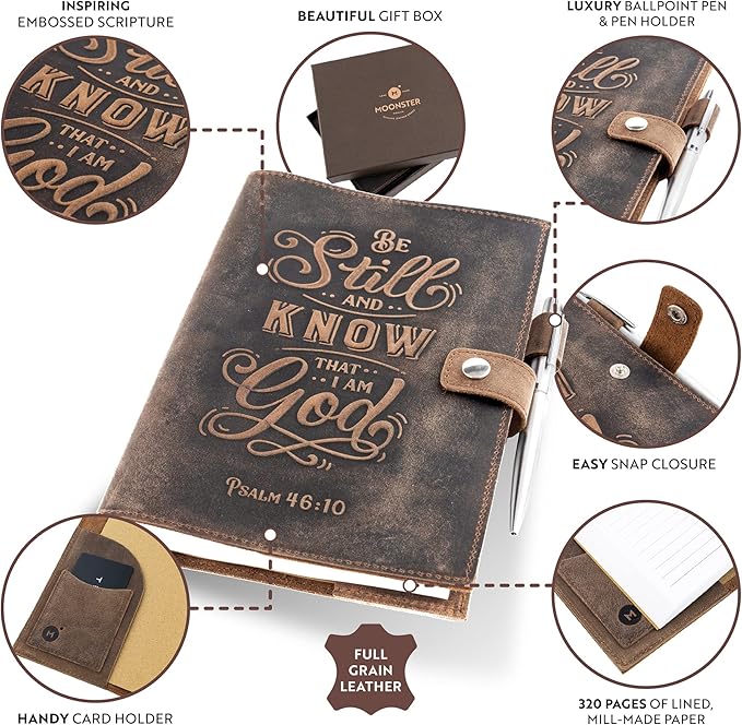 moonster Refillable Psalm 46:10 Bible Verse Embossed Journals - Image 4