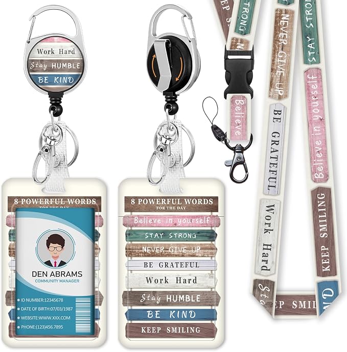 Piefly Lanyards for Id Badges, Inspirational Quote Badge Holder by Piefly