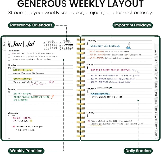 Planner 2026-2027, Weekly and Monthly Academic Year Planner Calendar, July 2026 - Image 3