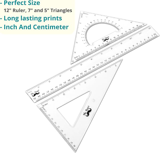 Mr. Pen Triangle Ruler, Protractor, Math Set - Image 2