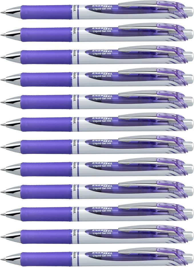 Pentel EnerGel RTX Retractable Liquid Gel Ink Pen, Medium line, Lilac Ink by PentelofAmerica
