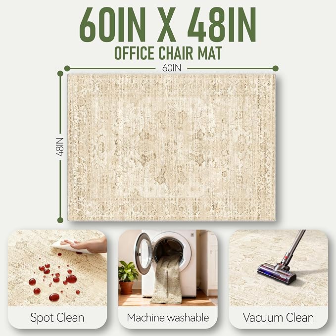 Office Chair Mat for Hardwood Floor, Anti-Slip Under Desk Mat Rug for Rolling - Image 5