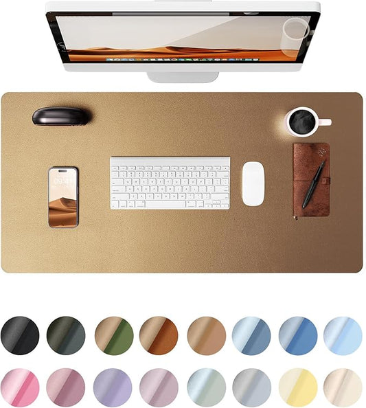YSAGi Leather Desk Protector, Office Mat, Large Mouse Mat, Non-Slip PU Leather Blotter, Laptop Desk, Waterproof Writing Pad for Office and Home (Bronze, 35.4" x 17")-DeskLoop Office