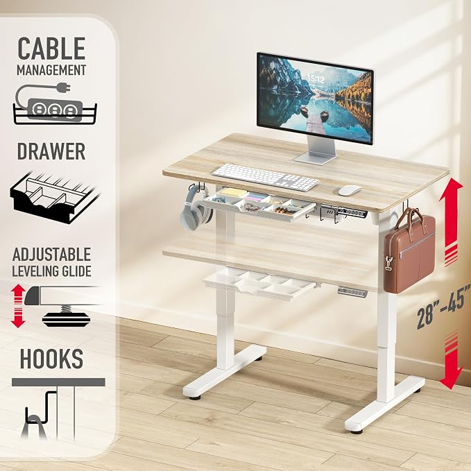 SHW 40-Inch Electric Height Adjustable Standing Desk - Image 3