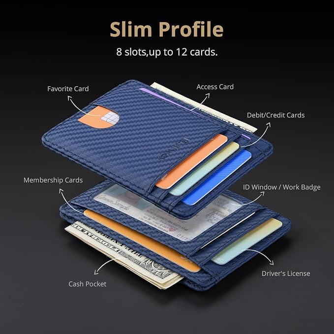 Buffway Slim Minimalist Front Pocket RFID Blocking Leather Wallets - Image 4