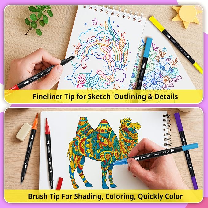sunacme 36 Colors Dual Brush Marker Pens, Art Marker Set - Image 4