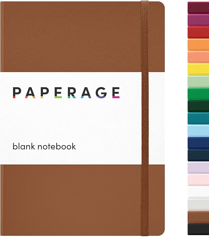 PAPERAGE Blank Journal Notebook, (Cognac), 160 Pages, Medium 5.6 inches x 8 inches - 100 GSM Thick Paper, Hardcover-DeskLoop Office